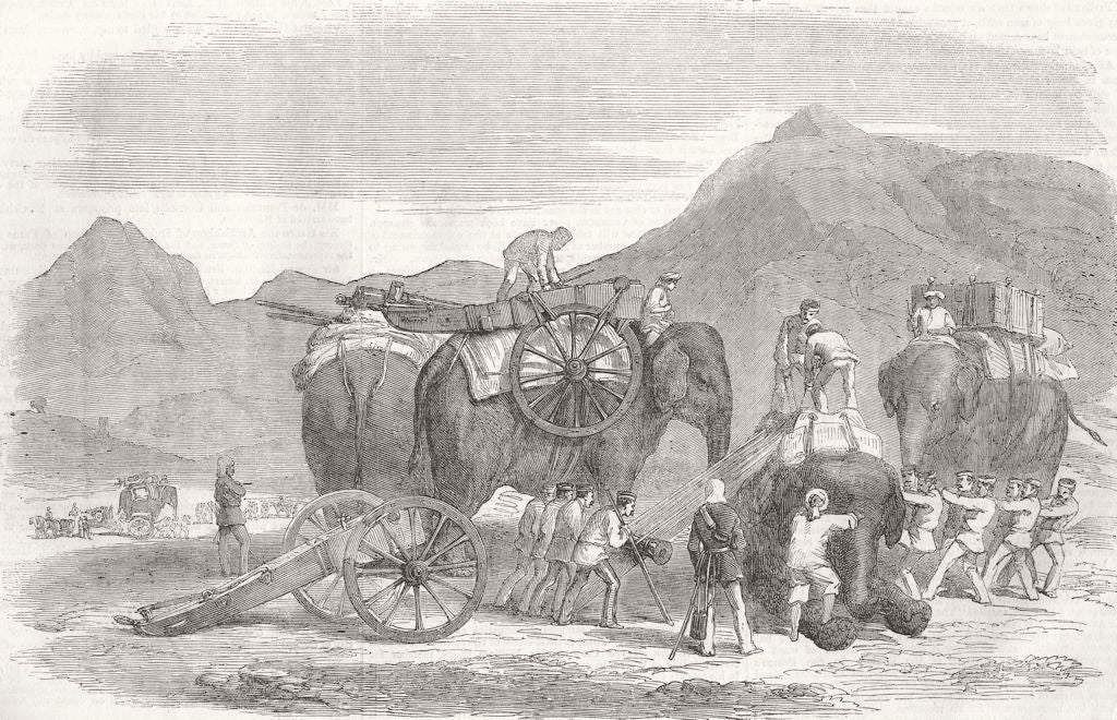 PAKISTAN. Peshawar Mountain train, line of March 1877 old antique print